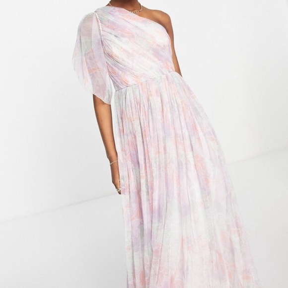 Anaya With Love ASOS Tulle One Shoulder Maxi Dress in Floral Print Size US 2 NWT - Picture 2 of 13